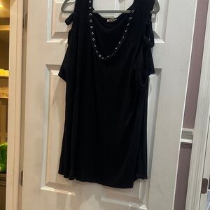 Chic Black Grommet-Detail Blouse